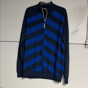 NIKE GOLF MENS MERINO WOOL PULLOVER QUARTER ZIP SWEATER BLUE BLACK XXL